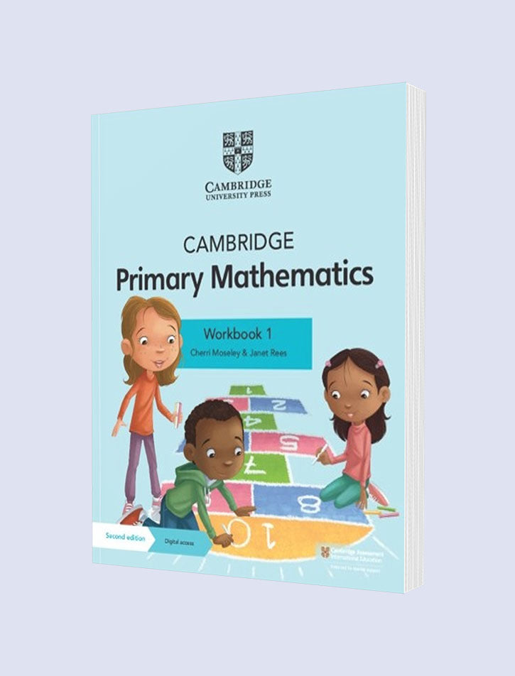 Cambridge Primary Mathematics Workbook 1 cover with digital access