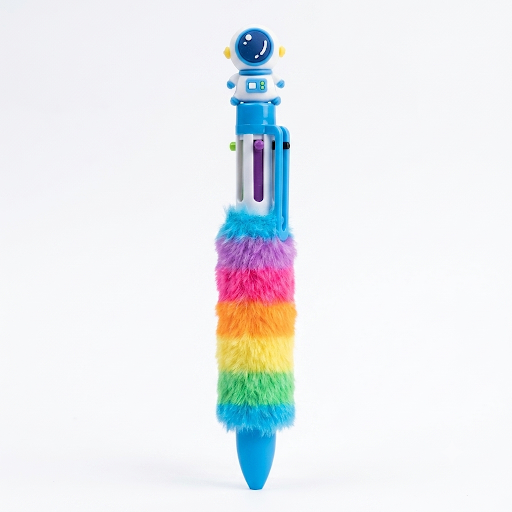 Fuzzy Astronaut Multi-Color Pen – Fluffy Rainbow Fur Pen