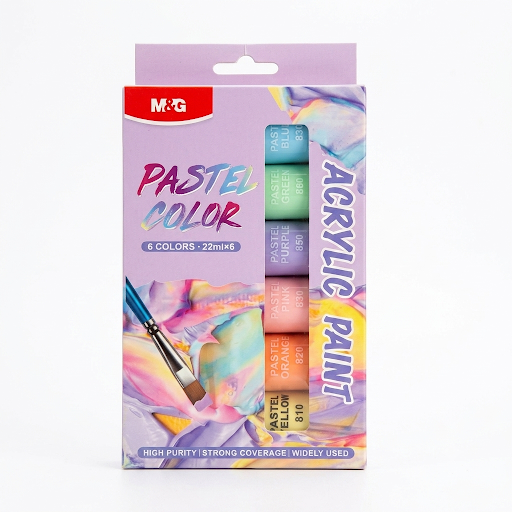 M&G Pastel Color Acrylic Paint Set (6 Colors, 22ml)