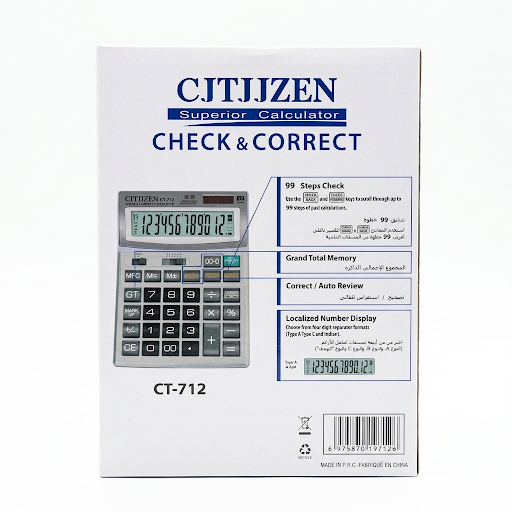 Cjtjjzen CT-712 Check & Correct Calculator - 12 Digit