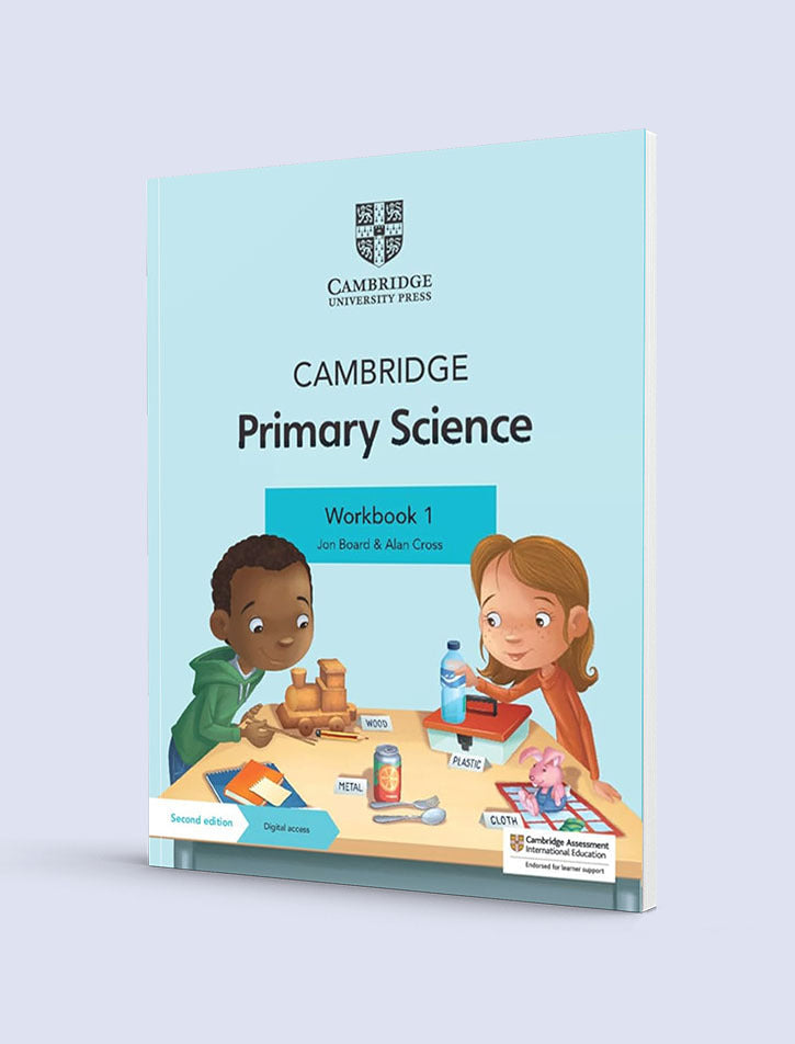 Cambridge Primary Science Workbook 1 cover with digital access