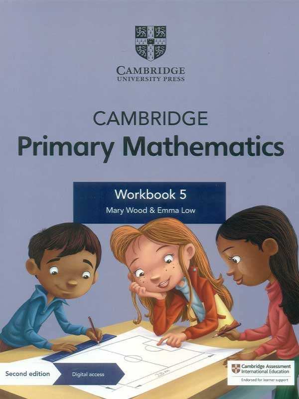 Cambridge Primary Mathematics Workbook 5 cover with digital access