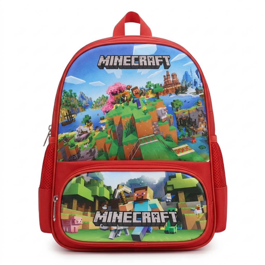 Kids Cartoon Print School Backpack – 2 Design Options (Red Series)