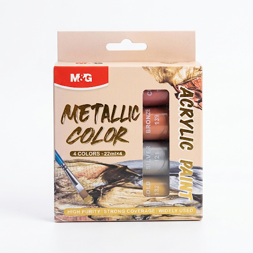 M&G Metallic Color Acrylic Paint Set (4 Colors, 22ml)