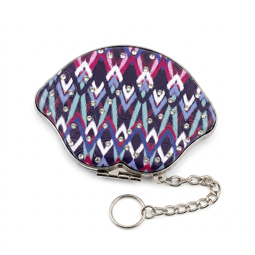 Lip-Shaped Folding Pocket Mirror with Keychain