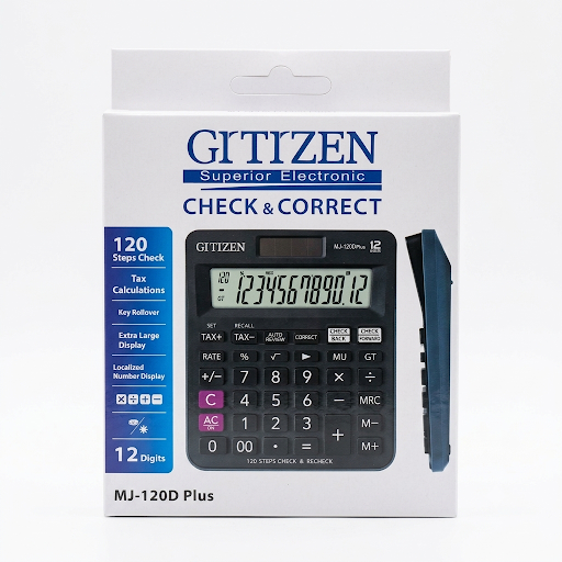 Gitizen MJ-120D Plus Check &amp; Correct Calculator - 12 Digit
