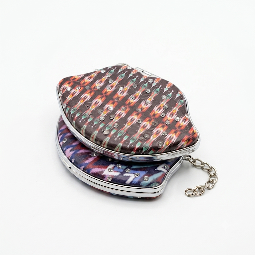 Lip-Shaped Folding Pocket Mirror with Keychain