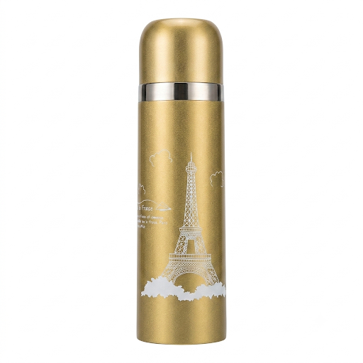 Gold Stainless Steel Vacuum Flask - Eiffel Tower Paris Print