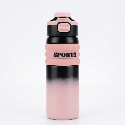 Sports Flip-Top Water Bottle with Push-Button Spout