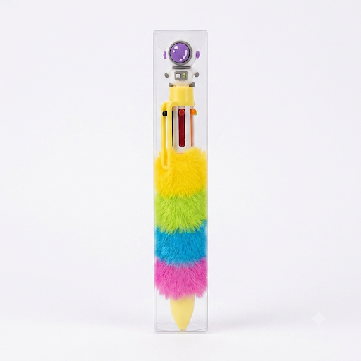 Fuzzy Astronaut Multi-Color Pen – Fluffy Rainbow Fur Pen