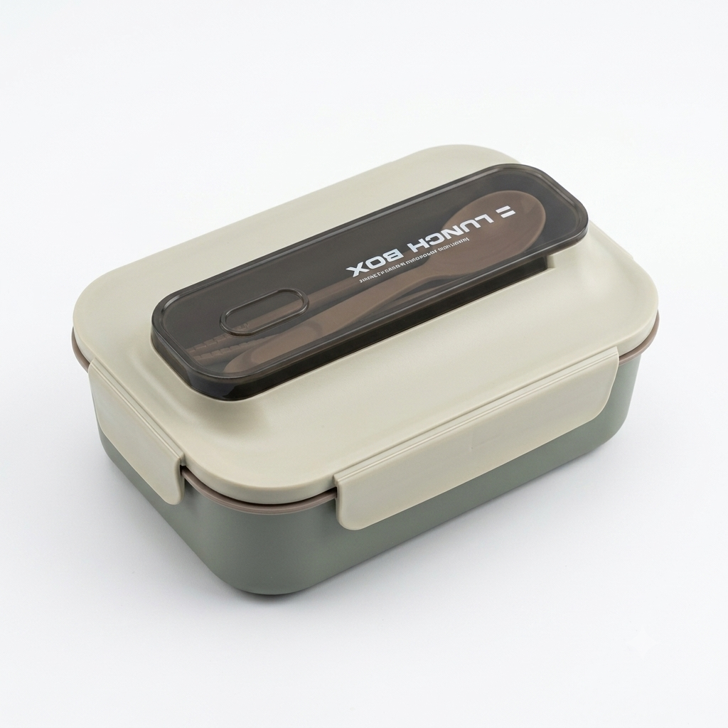 Lunch Box with Built-in Spoon Compartment – Matte Finish