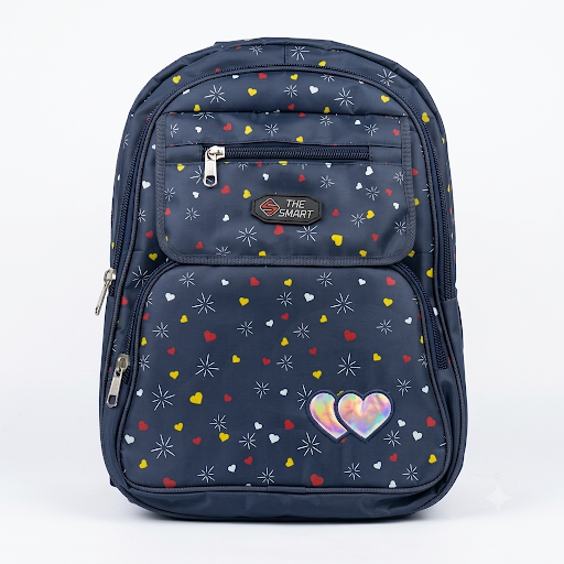 The Smart Backpack – Navy Heart & Star Print