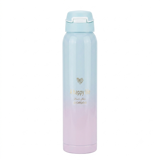 Pastel Ombre Stainless Steel Water Bottle with Flip-Top Lid