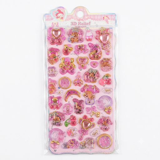 3D Relief Crystal Sticker Sheet – Pink Bear & Bow Charms