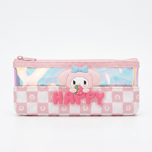 Checkered Holographic Character Pencil Pouch