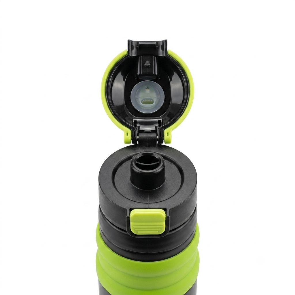 Sports Flip-Top Water Bottle with Push-Button Spout