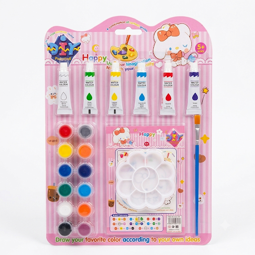 Happy DIY Watercolor Paint Set – 12 Colors with Palette & Brush