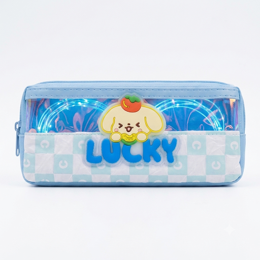Checkered Holographic Character Pencil Pouch