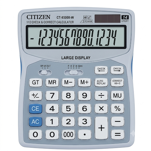 Citizen CT-9300II-W Check &amp; Correct Calculator - 14 Digit