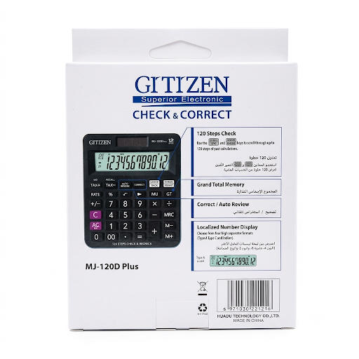 Gitizen MJ-120D Plus Check &amp; Correct Calculator - 12 Digit