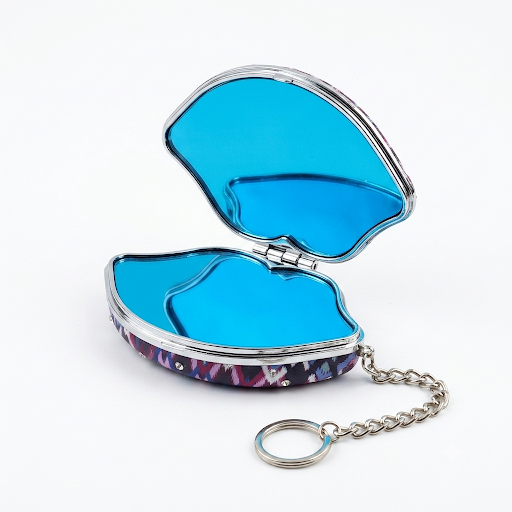 Lip-Shaped Folding Pocket Mirror with Keychain