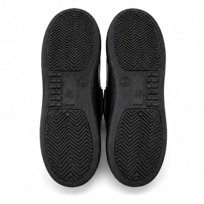 Look Girls Black Mary Jane School Shoes sole view