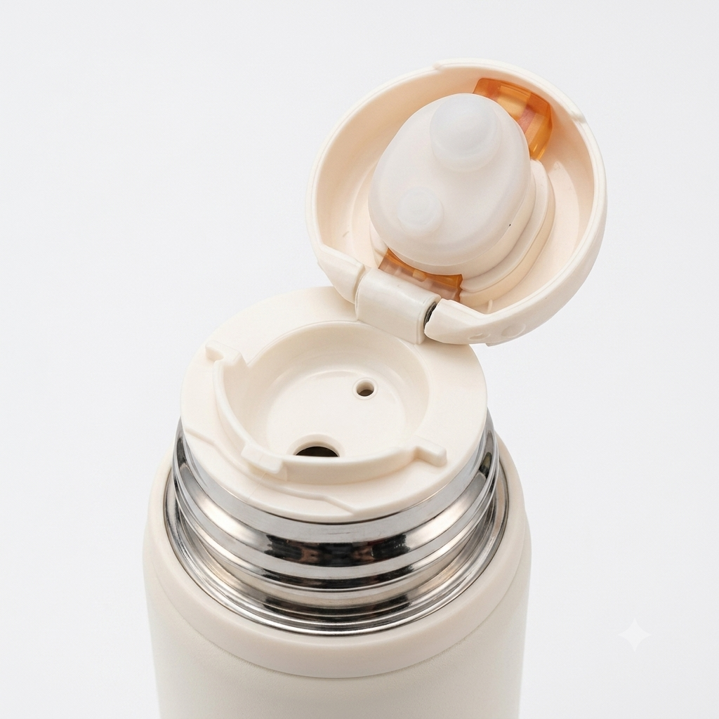 Stainless Steel Flip-Top Vacuum Flask with Carry Strap