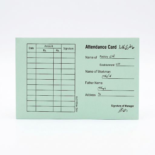 Attendance Card - Factory/Worker Attendance Record