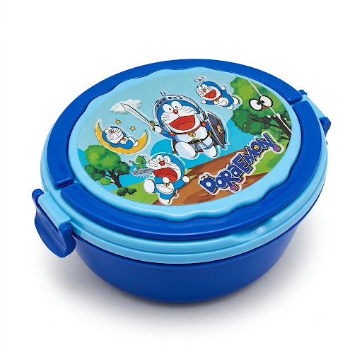 Kids Round Lunch Box – Cars & Doraemon Print (Assorted Character Design)