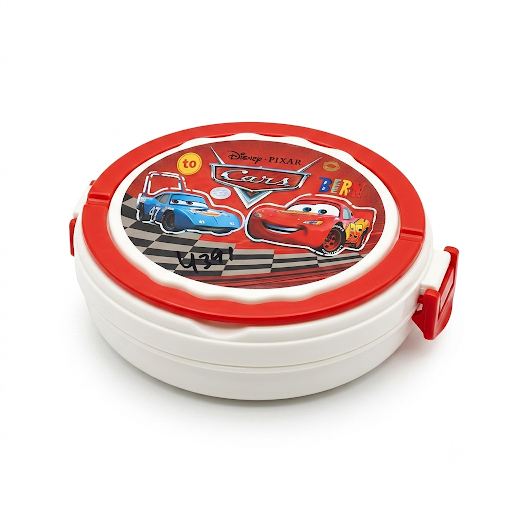 Kids Round Lunch Box – Cars & Doraemon Print (Assorted Character Design)