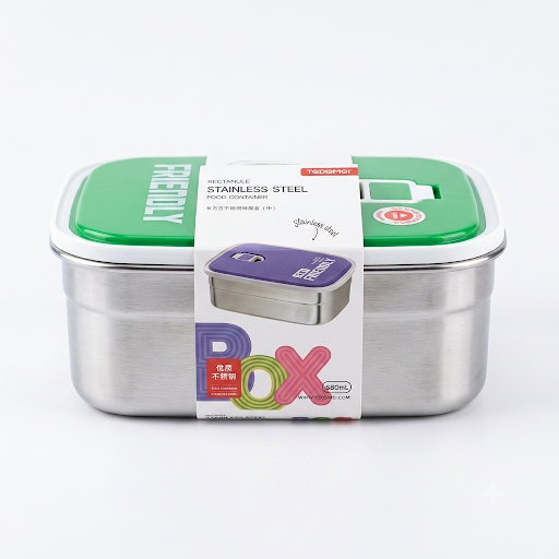 Tedemei Stainless Steel Rectangle Food Container – Double Layer, Eco Friendly