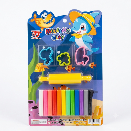 Tiantian Modeling Clay Set – 12 Colors with Cutters & Rolling Pin