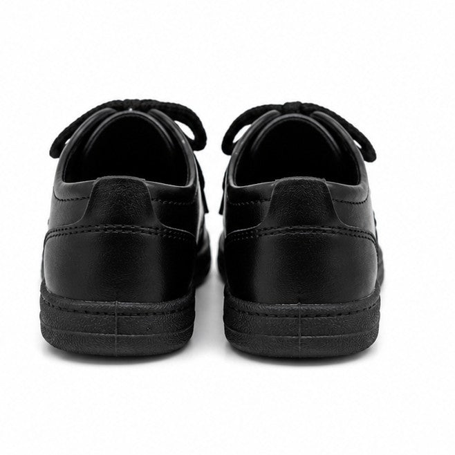 Look Girls Black Lace-Up School Shoes back view