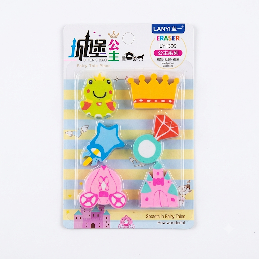 Cheng Bao Princess Fairy Tale Eraser Set (LY1309) – 6 Pcs Cute Erasers for Kids