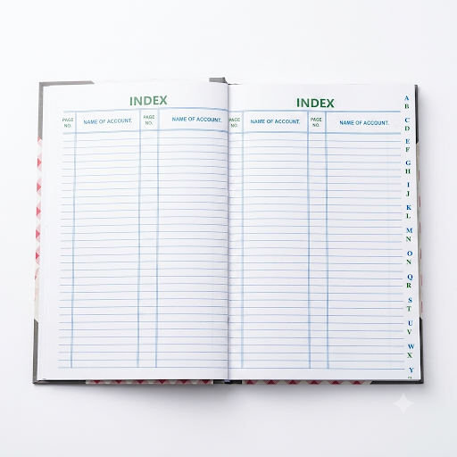 Account stock register with A-Z Index
