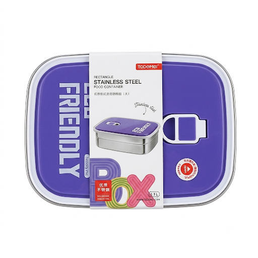 Tedemei Stainless Steel Rectangle Food Container – Double Layer, Eco Friendly