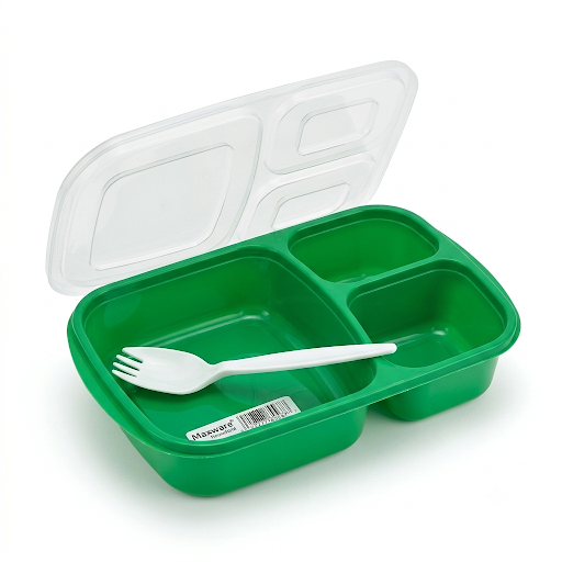 Maxware Student Lunch Box Large 1000ml – 3 Compartment with Fork