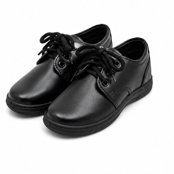 Look Girls Black Lace-Up School Shoes side view
