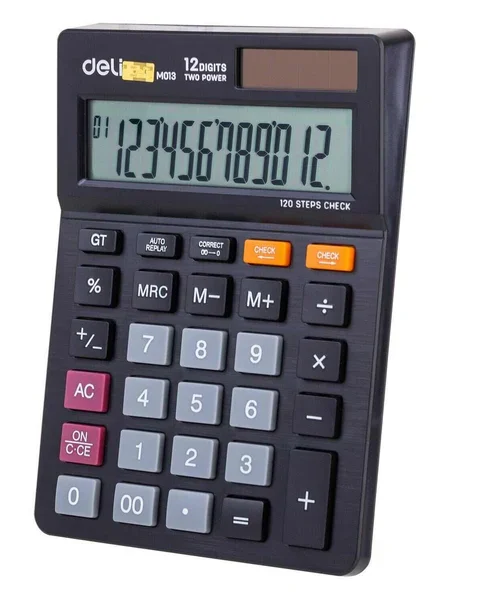 Deli Desktop Calculator 12 Digits, 120 Steps Check