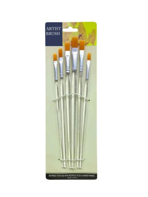 Transparent Flat Brushes Pack of 6