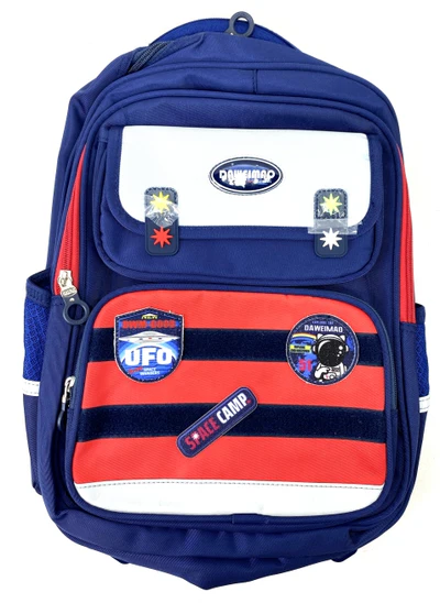 Daweimao Kids' Backpack – Space Theme, Astronaut & UFO Patches, Durable, Stylish, Multi-Pocket, School Bag for Boys & Girls