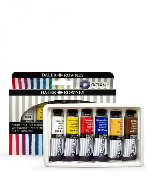 Daler Rowney Aquafine Gouache Starter Set of 6x15ml