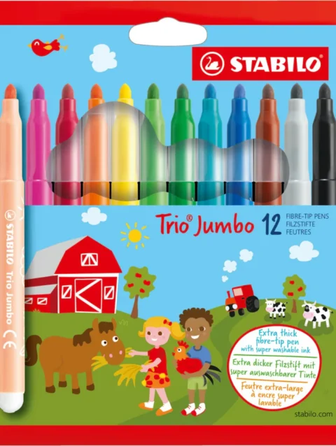 STABILO Extra-thick Fibre-Tip Pen Trio Jumbo Pack of 12