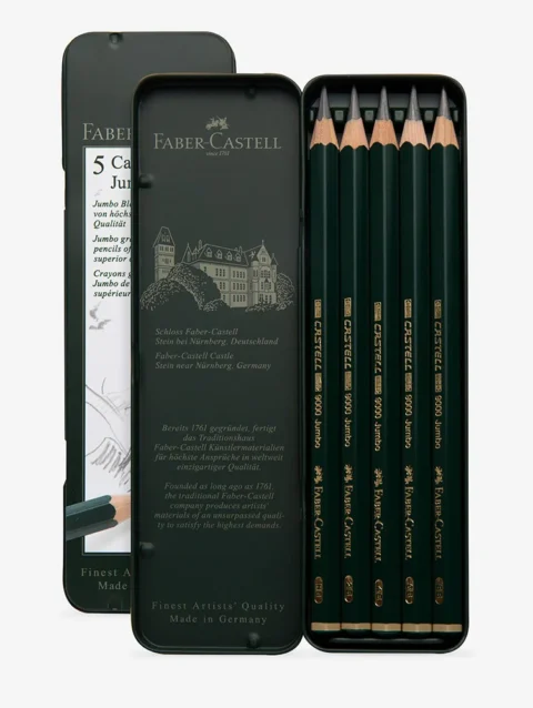 Faber Castell 9000 Jumbo Graphite Pencil Art Tin Set of 5